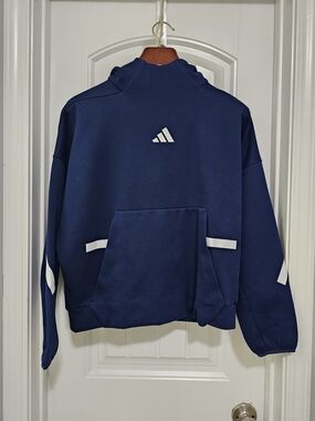 adidas Navy Blue Womens Hoodie with White Accents